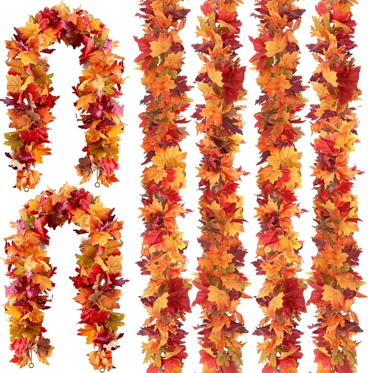 6 Pack Fall Maple Leaves Garland, Artificial Maple Leaf Autumn Garland(Multicolour)11.54 x 10 x 3.82 inches